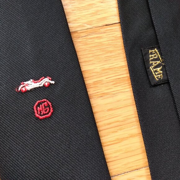 Vintage MG Roadster Cars Skinny Tie by Frame 2.5" Wide Black Embroidered Morris - Picture 3 of 16